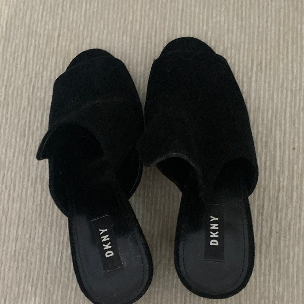 DKNY Black Open-Toe Suede Mules - Picture 5 of 7